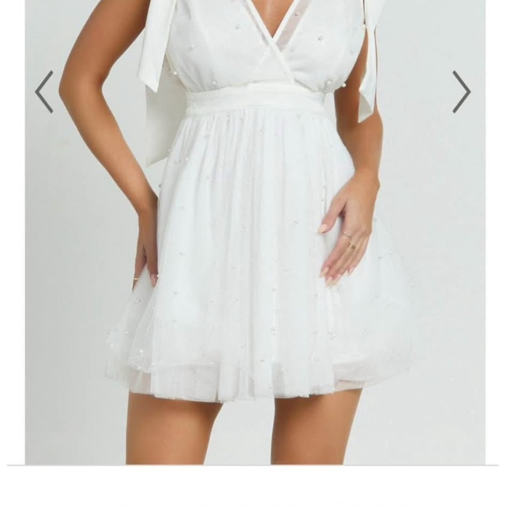Brand New Showpo White Mini Dress with Bow Straps